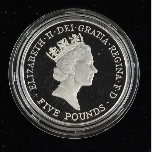 2113 - A Royal Mint silver proof five pound coin together with a Bank of England ten pounds, uncirulated, w... 