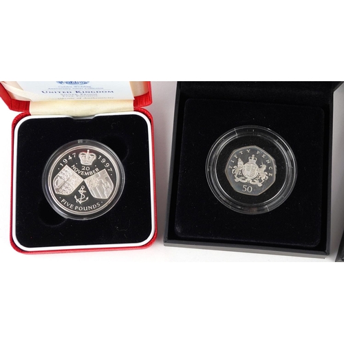 2089 - Four boxed silver proof coins, each with certificate of authenticity comprising a Britannia one ounc... 