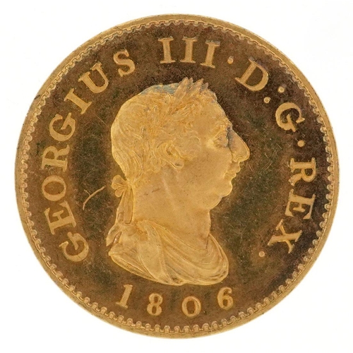 2120 - A George III 1806 gilt proof copper farthing with protective case.