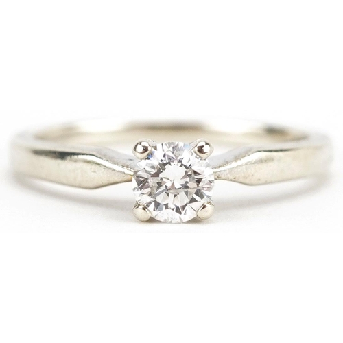 3070 - 9ct white gold diamond solitaire ring, the diamond approximately 0.30 carat, size M/N, 2.5g