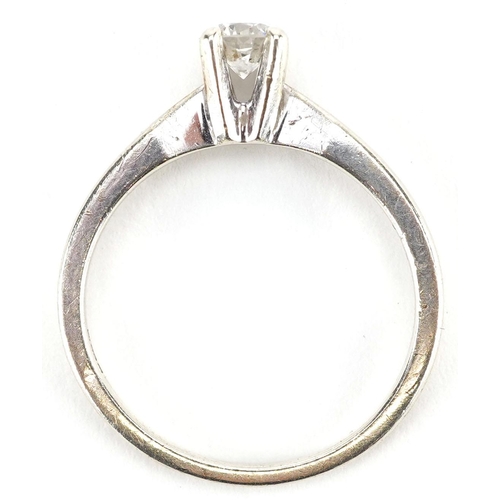 3070 - 9ct white gold diamond solitaire ring, the diamond approximately 0.30 carat, size M/N, 2.5g