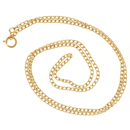 3051 - A 9ct gold fine curb link necklace, 40cm in length, 0.7g.