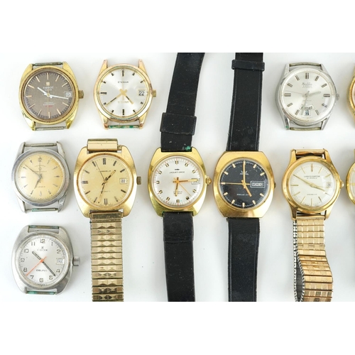 3322 - Fourteen vintage gentlemen's wristwatches including Edox Delfin, Services, Bentima Star, Lanco Dator... 