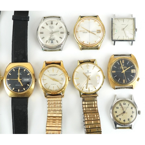 3322 - Fourteen vintage gentlemen's wristwatches including Edox Delfin, Services, Bentima Star, Lanco Dator... 