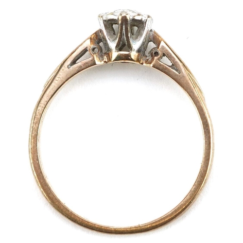 3068 - A 9ct gold diamond solitaire ring, the diamond approximately 3.0mm in diameter, size N/O, 2.4g.