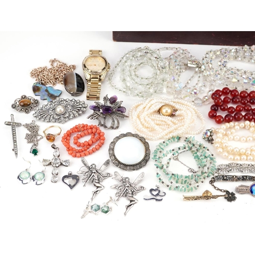 3343 - Antique and later jewellery, some silver, including crystal necklaces, carnelian necklace, Michael K... 