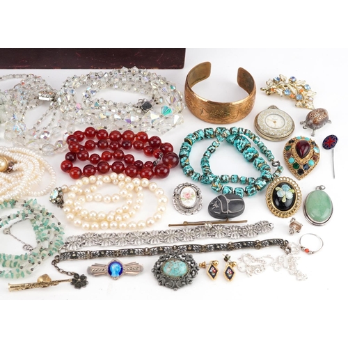 3343 - Antique and later jewellery, some silver, including crystal necklaces, carnelian necklace, Michael K... 