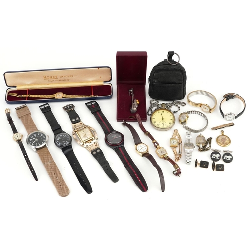 3331 - A collection of vintage and later ladies and gentlemen's wristwatches and jewellery including a Scot... 