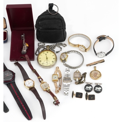 3331 - A collection of vintage and later ladies and gentlemen's wristwatches and jewellery including a Scot... 