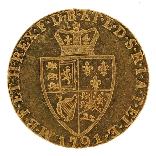  George II 1791 gold guinea, 8.3g.