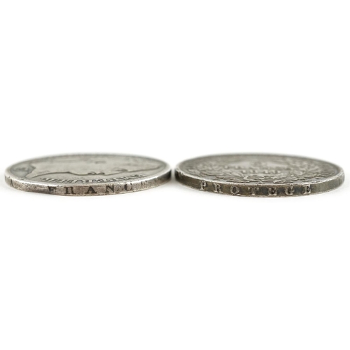 2049 - Two early 19th century French silver coins to include a Napoleon 1808 five francs and a Ceres Libert... 