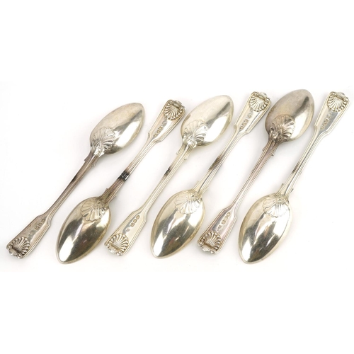 404 - Six Victorian silver thread and shell pattern table spoons, London 1894 by John Aldwinckle & Thomas ... 