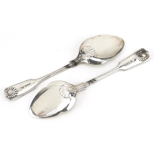 460 - A Pair of George V silver thread and shell cake spoons, Sheffield 1930 by John Round & Son Ltd, 69g.