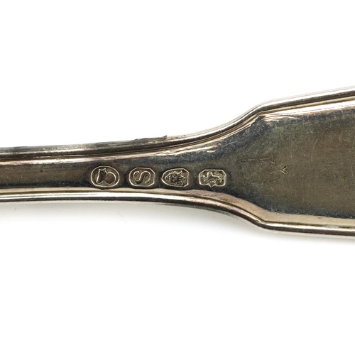 420 - Six George III silver thread and shell pattern forks, London 1813, worn marks, 323g.