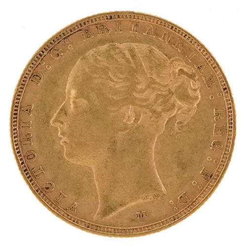 3390 - Queen Victoria Young Head 1886 gold sovereign, Melbourne mint.