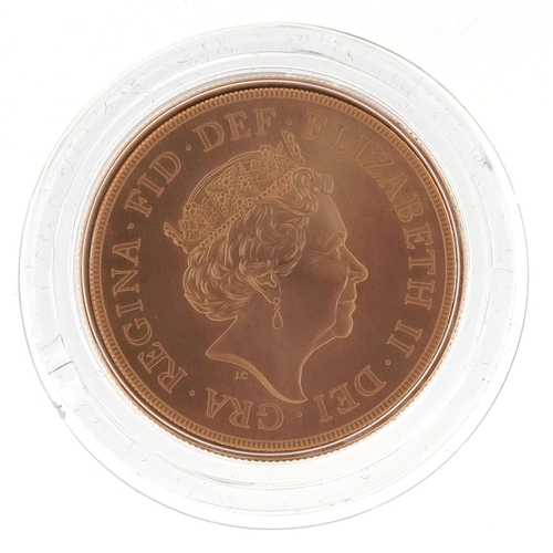 3350 - Elizabeth II 2019 brilliant uncirculated gold five sovereign piece by The Royal Mint, with box and c... 