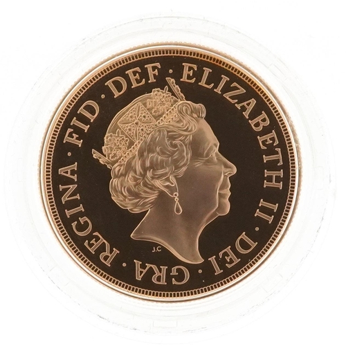 3352 - Elizabeth II 2016 brilliant uncirculated gold five sovereign piece by The Royal Mint, with box and c... 