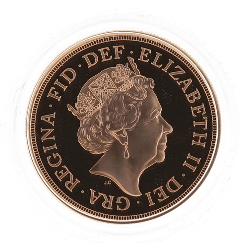 3354 - Elizabeth II 2016 brilliant uncirculated gold five sovereign piece by The Royal Mint, with box and c... 