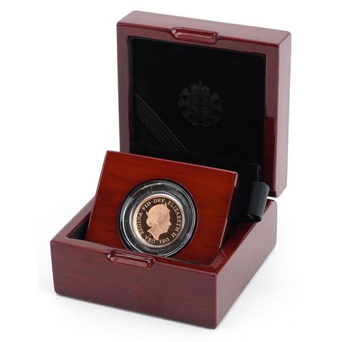 3366 - Elizabeth II 2019 gold proof Piedfort sovereign by The Royal Mint, with box and certificate numbered... 