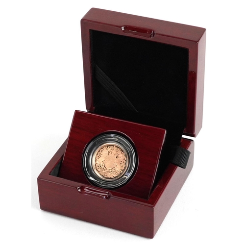 3377 - Charles III, Queen Elizabeth II Memorial gold proof sovereign by The Royal Mint, with box and certif... 