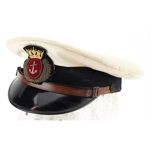 2598 - A military interest World War II merchant navy visor cap.