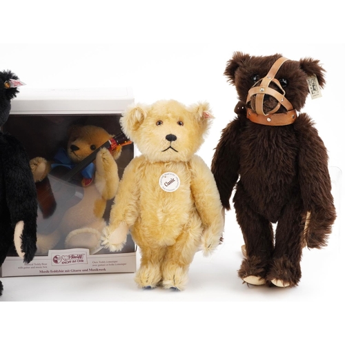 1332 - Five Steiff teddy bears with jointed limbs, one with box, the largest 35cm high