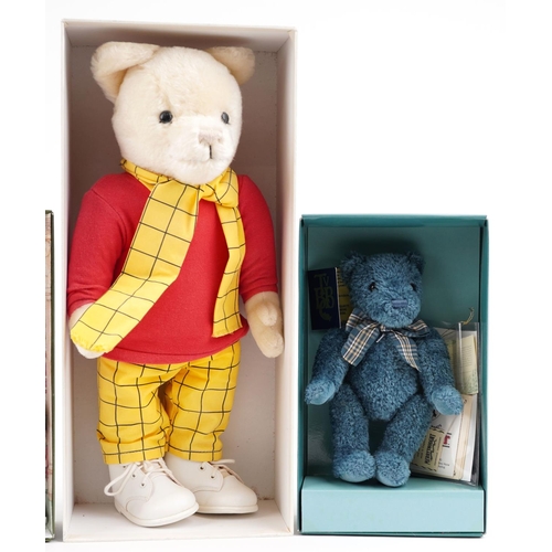 1304 - Three collectable teddy bears with boxes comprising Merrythought Rupert the Bear and two Gund 1998 c... 