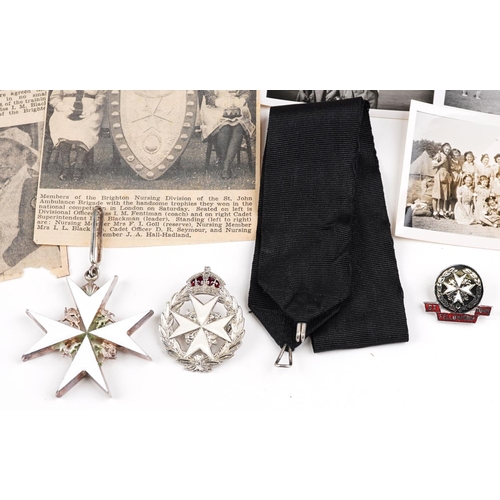 2441 - St. John Ambulance memorabilia including enamelled Board of the Hospital medal, two other medals, an... 