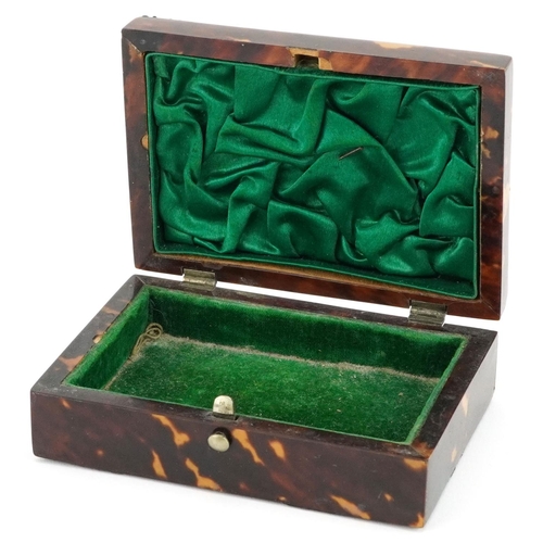 86 - A Victorian tortoiseshell and silver mounted box, W-11cm.