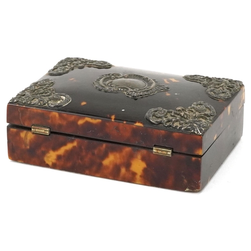 86 - A Victorian tortoiseshell and silver mounted box, W-11cm.