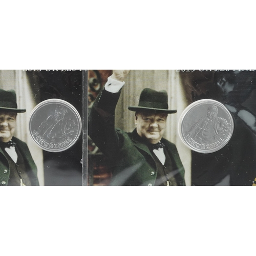 2153 - Three fine silver twenty pound coins, two commemorating Sir Winston Churchill 2015 and one The Outbr... 