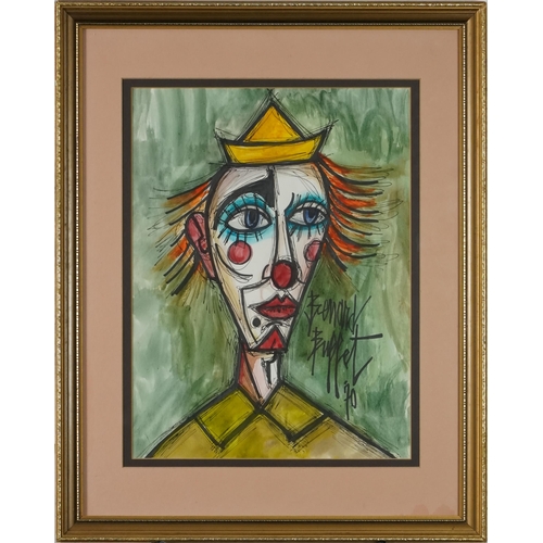 3439 - ***WITHDRAWN*** Bernard Buffet - Clown, 20th century French school mixed media on paper, dated 1970,... 