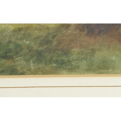 3478 - Moonlit landscape, 20th century British school, watercolour on paper, indistinctly signed, framed an... 