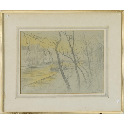 3461 - Paris, 20th century French School, charcoal and pastel on paper, framed and glazed, 25cm x 35cm