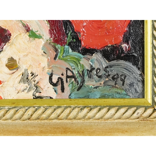 3466 - In the manner of Gillian Ayres - Abstract, 20th century, impasto oil painting on masonite, framed, 2... 