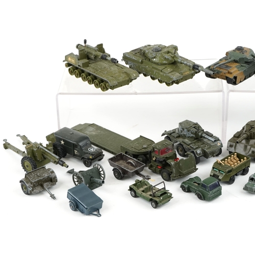 1331 - A collection of vintage diecast army vehicles, predominantly Dinky and Lone Star, including 15mm mob... 