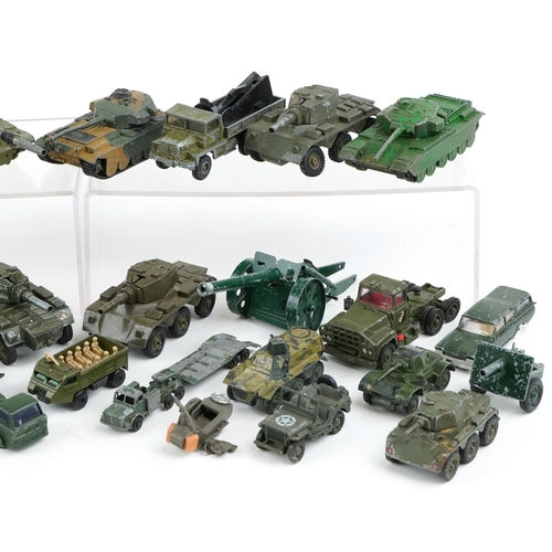 1331 - A collection of vintage diecast army vehicles, predominantly Dinky and Lone Star, including 15mm mob... 