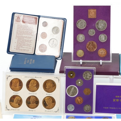 2172 - 19th century and later British and world coins to include Japanese proof sets and commemorative two ... 