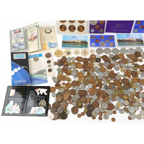 2172 - 19th century and later British and world coins to include Japanese proof sets and commemorative two ... 