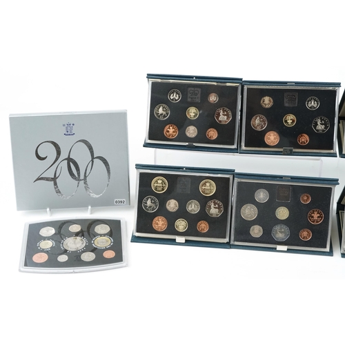 2140 - Nine United Kingdom proof coin collection sets to include 1983, 1985, 1986, 1989, 1990 and Millenniu... 