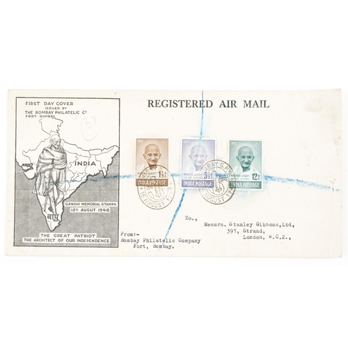 2216 - A rare first day cover of Gandhi 1948 addressed to Stanley Gibbons Limited, 391 Strand London.