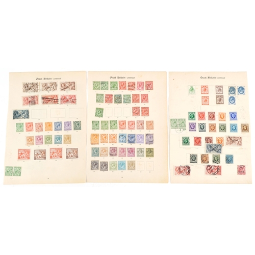 2217 - Three album sheets of George V stamps to include Seahorses first 1912 edition with horizontal lines,... 