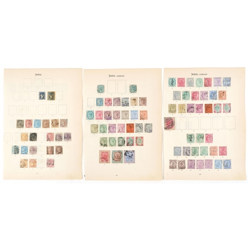 2210 - Three album pages of Indian stamps from Queen Victoria to George V including mint examples.