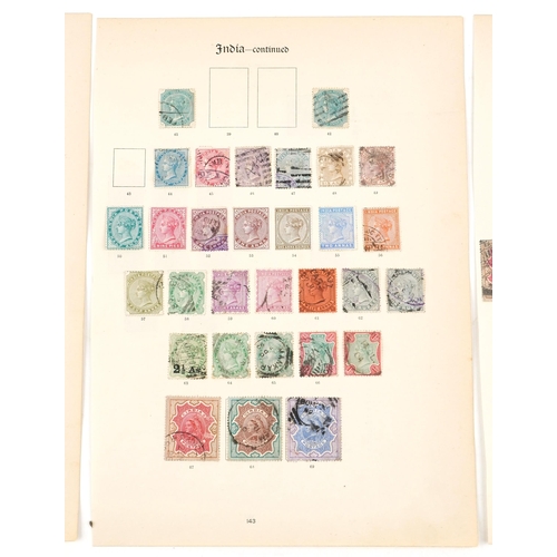 2210 - Three album pages of Indian stamps from Queen Victoria to George V including mint examples.