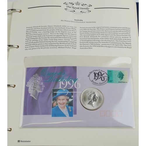 2255 - Four 'The Royal Family' blue coin cover albums celebrating The Queen's 40th Coronation from 1953-199... 