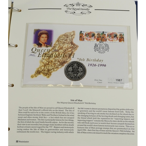 2255 - Four 'The Royal Family' blue coin cover albums celebrating The Queen's 40th Coronation from 1953-199... 