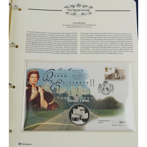 2255 - Four 'The Royal Family' blue coin cover albums celebrating The Queen's 40th Coronation from 1953-199... 