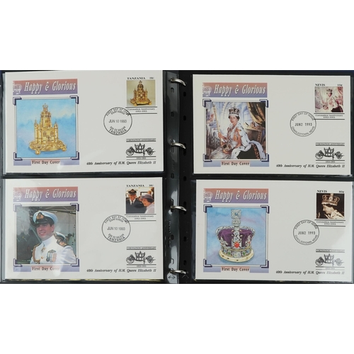 2255 - Four 'The Royal Family' blue coin cover albums celebrating The Queen's 40th Coronation from 1953-199... 