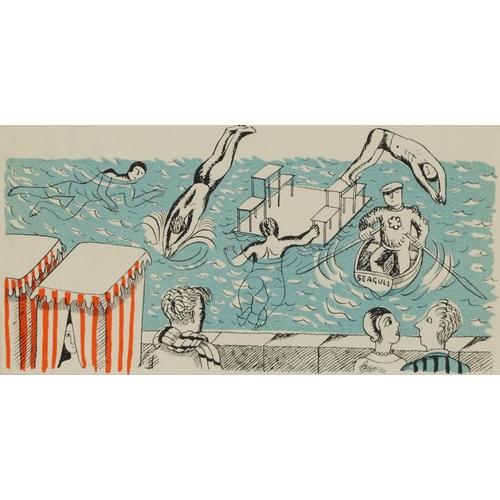 3651 - Edward Bawden - Scarborough, 20th century British school lithograph, Curwen Press 1936, framed and g... 