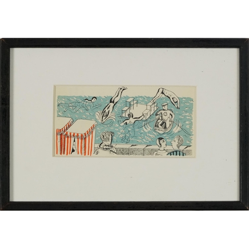 3651 - Edward Bawden - Scarborough, 20th century British school lithograph, Curwen Press 1936, framed and g... 